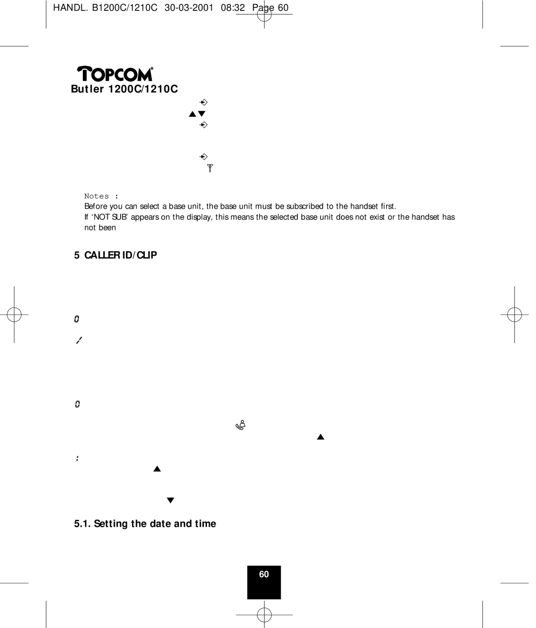 Topcom 1200C, 1210C manual Caller ID/CLIP, Setting the date and time 