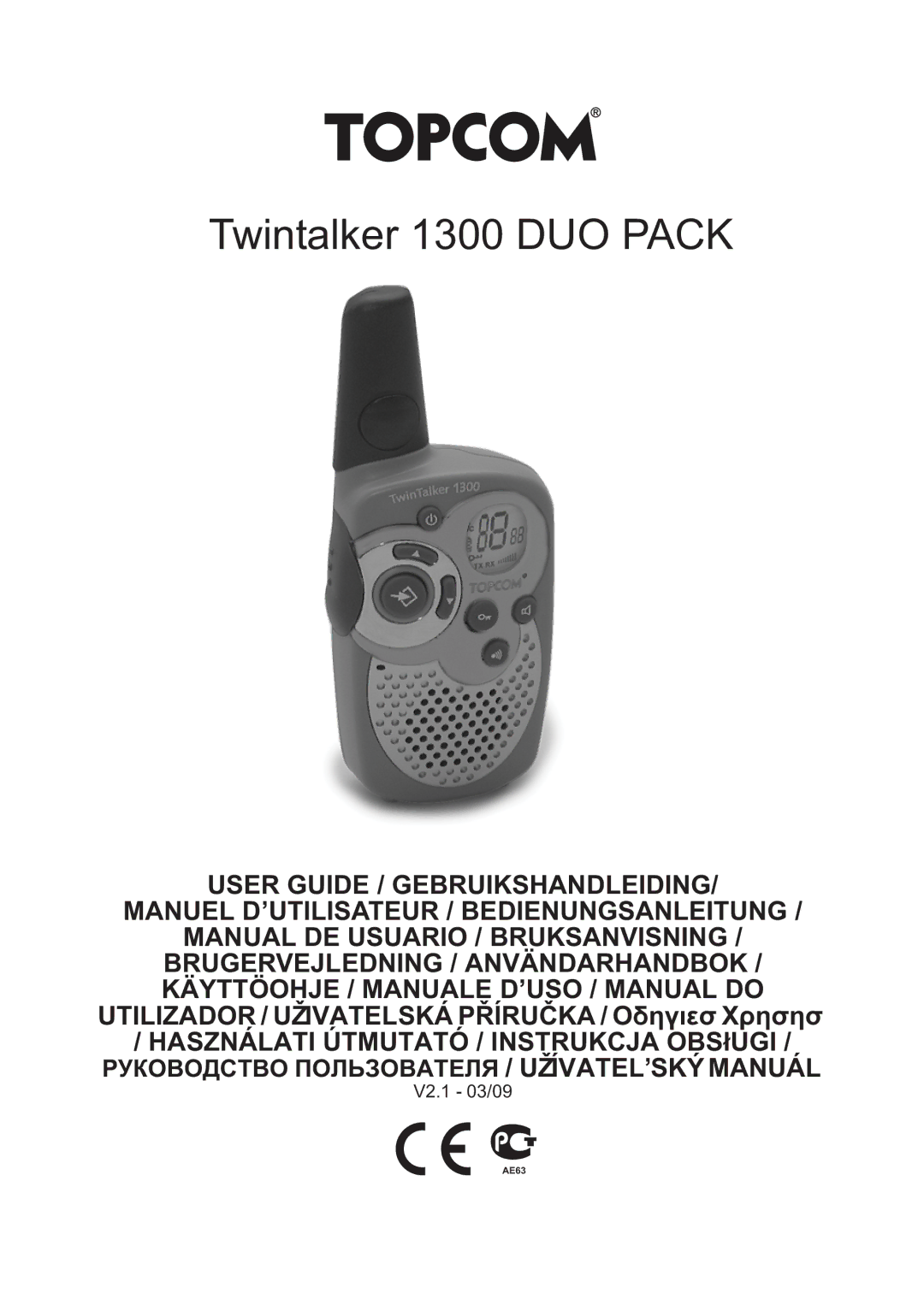 Topcom 1300 DUO PACK manual do utilizador Twintalker 1300 DUO Pack 