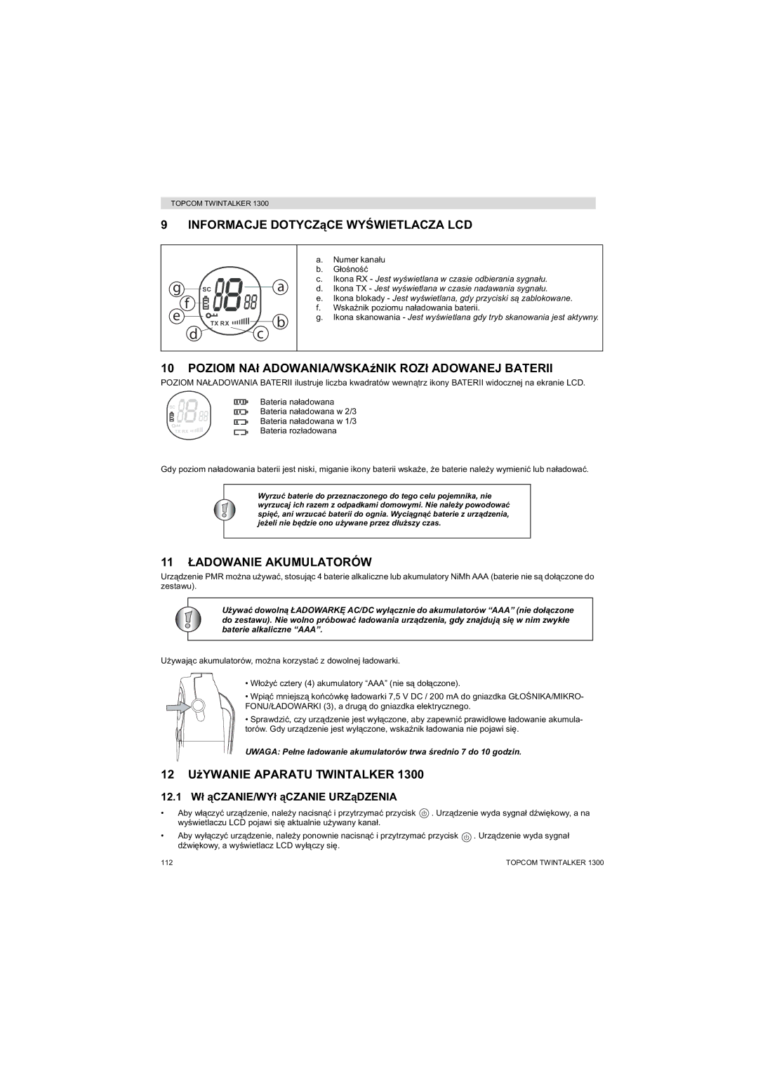 Topcom 1300 manual 12 Uīywanie Aparatu Twintalker 