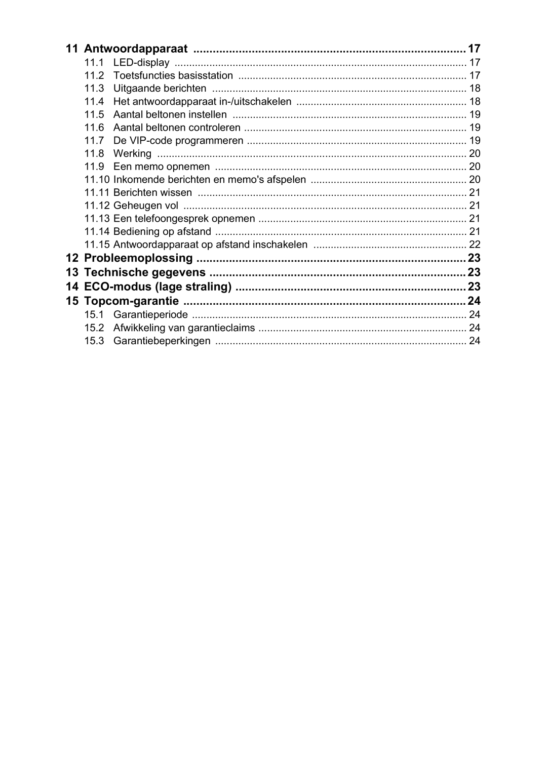 Topcom 1651 manual Antwoordapparaat 