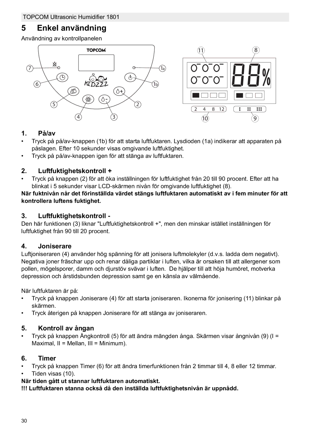 Topcom 1801 manual do utilizador Enkel användning 