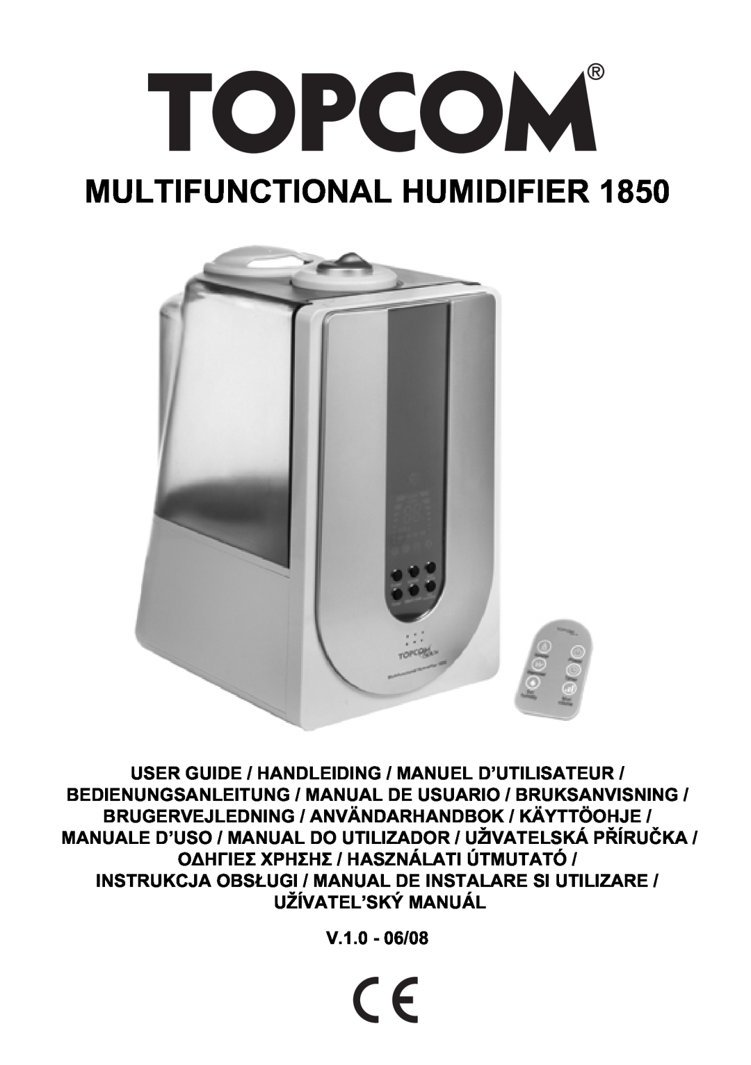 Topcom 1850 manual do utilizador Multifunctional Humidifier, User Guide / Handleiding / Manuel D’Utilisateur 