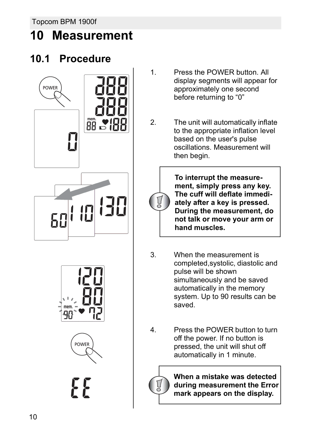 Topcom 1900f manual Measurement, Procedure 