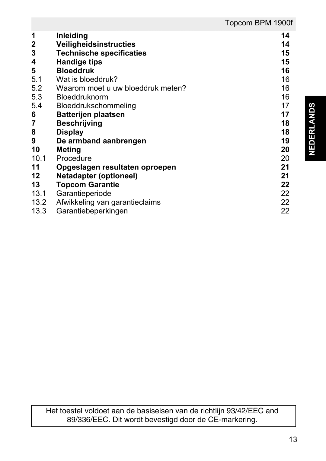 Topcom 1900f manual Nederlands 