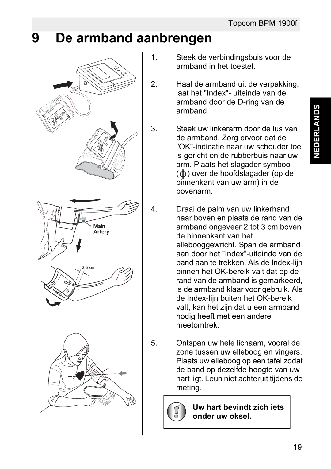 Topcom 1900f manual De armband aanbrengen 