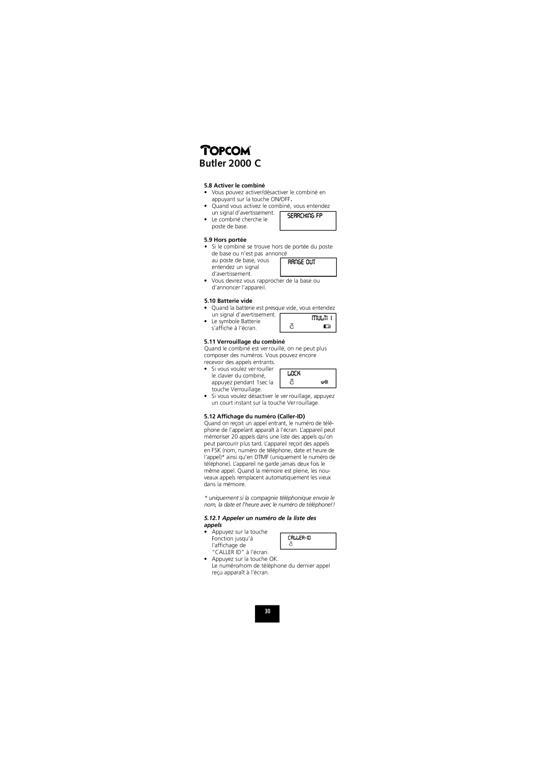 Topcom 2000 C manual Appeler un numéro de la liste des Appels 