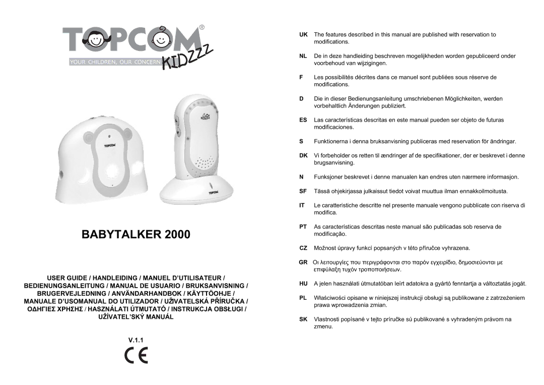 Topcom 2000 manual do utilizador Babytalker 