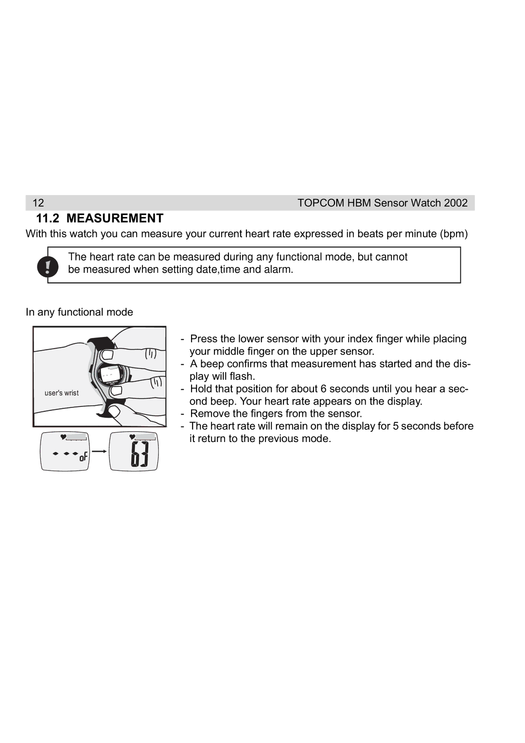 Topcom 2002 manual Measurement 