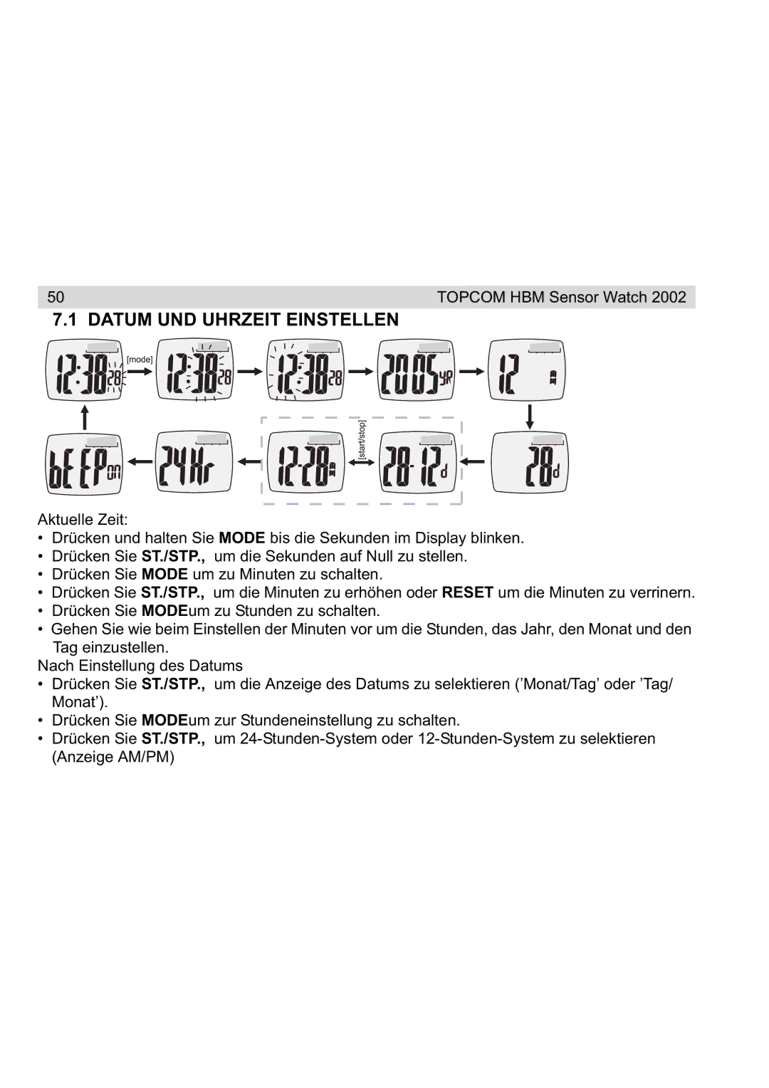 Topcom 2002 manual Datum UND Uhrzeit Einstellen 