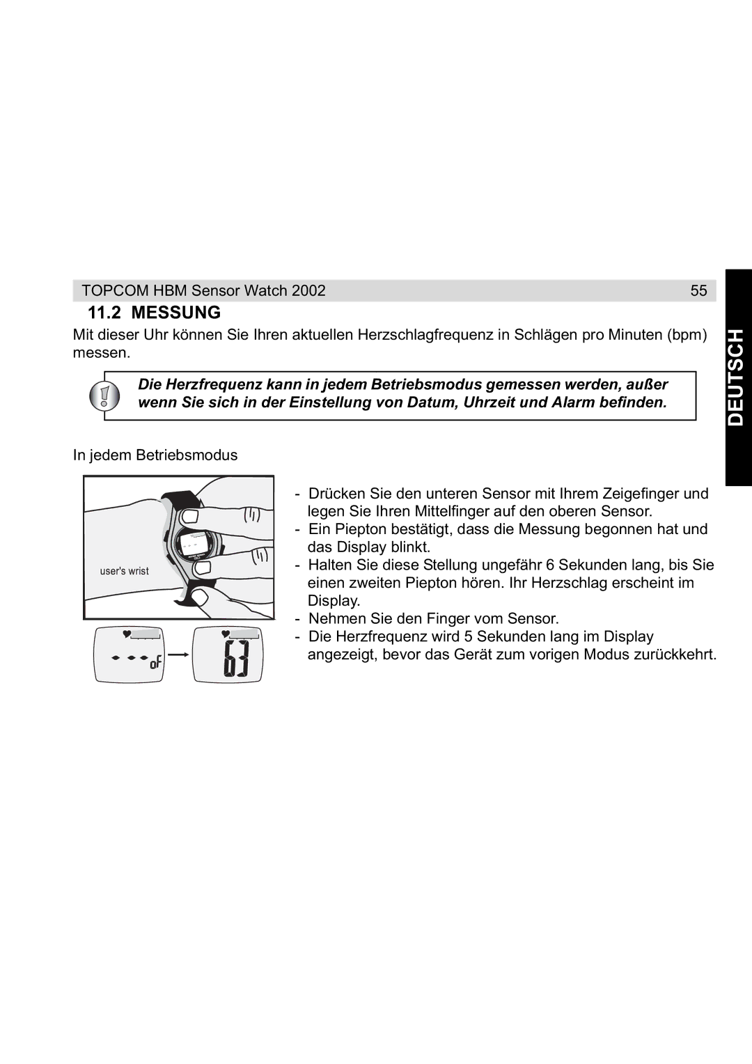 Topcom 2002 manual Messung 