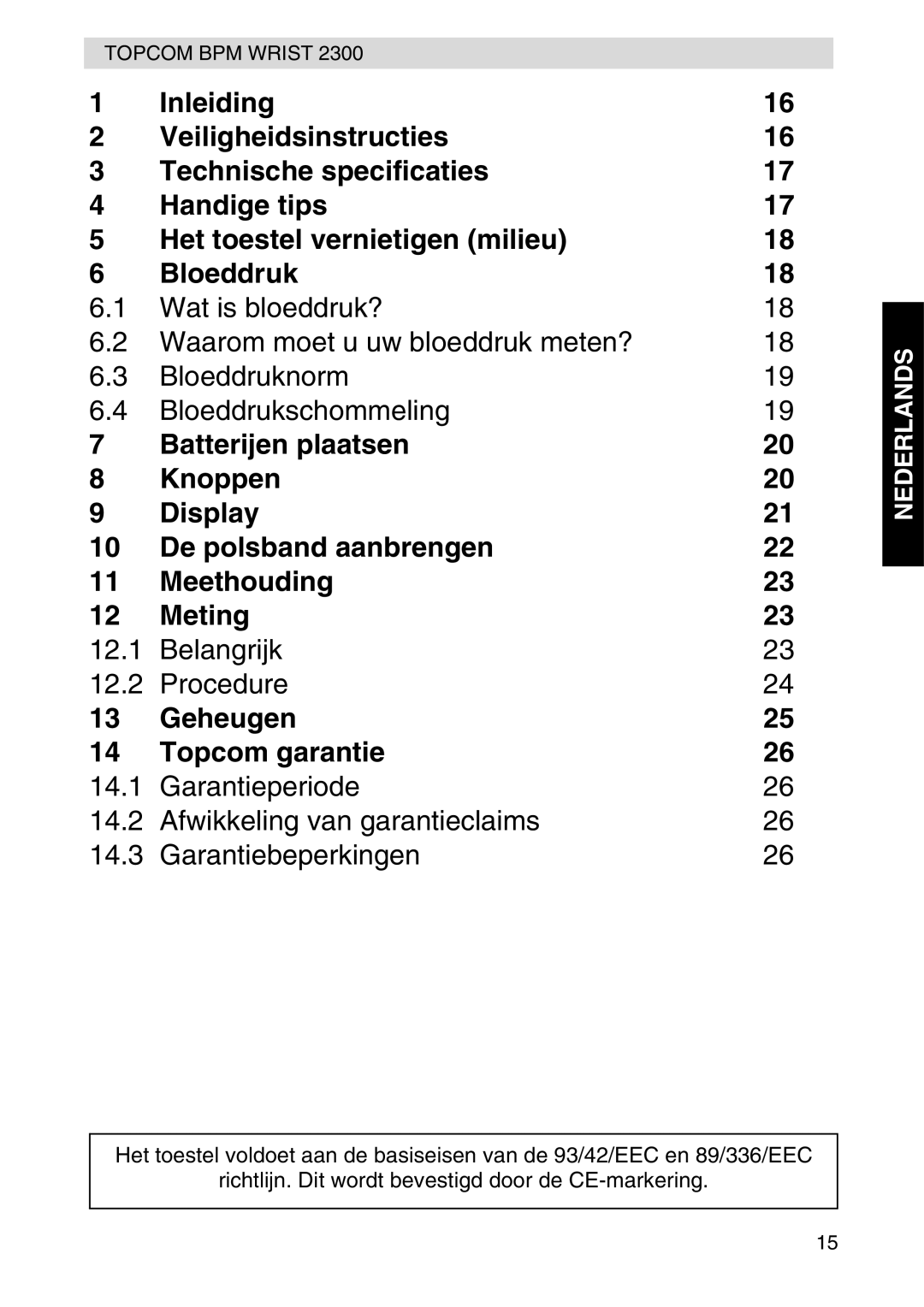 Topcom 2300 manual Nederlands 