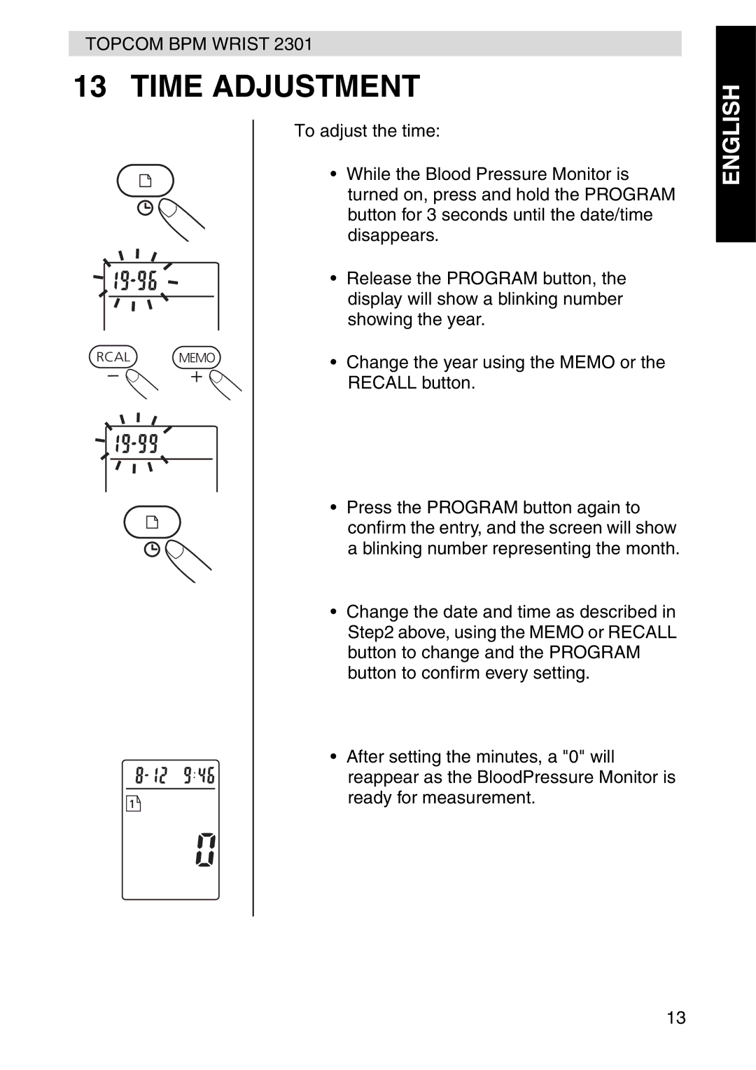 Topcom 2301 manual Time Adjustment 