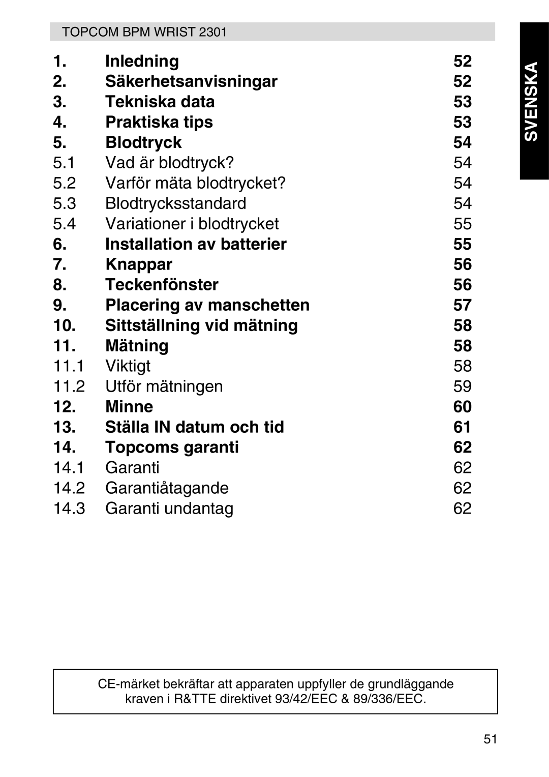 Topcom 2301 manual Svenska 