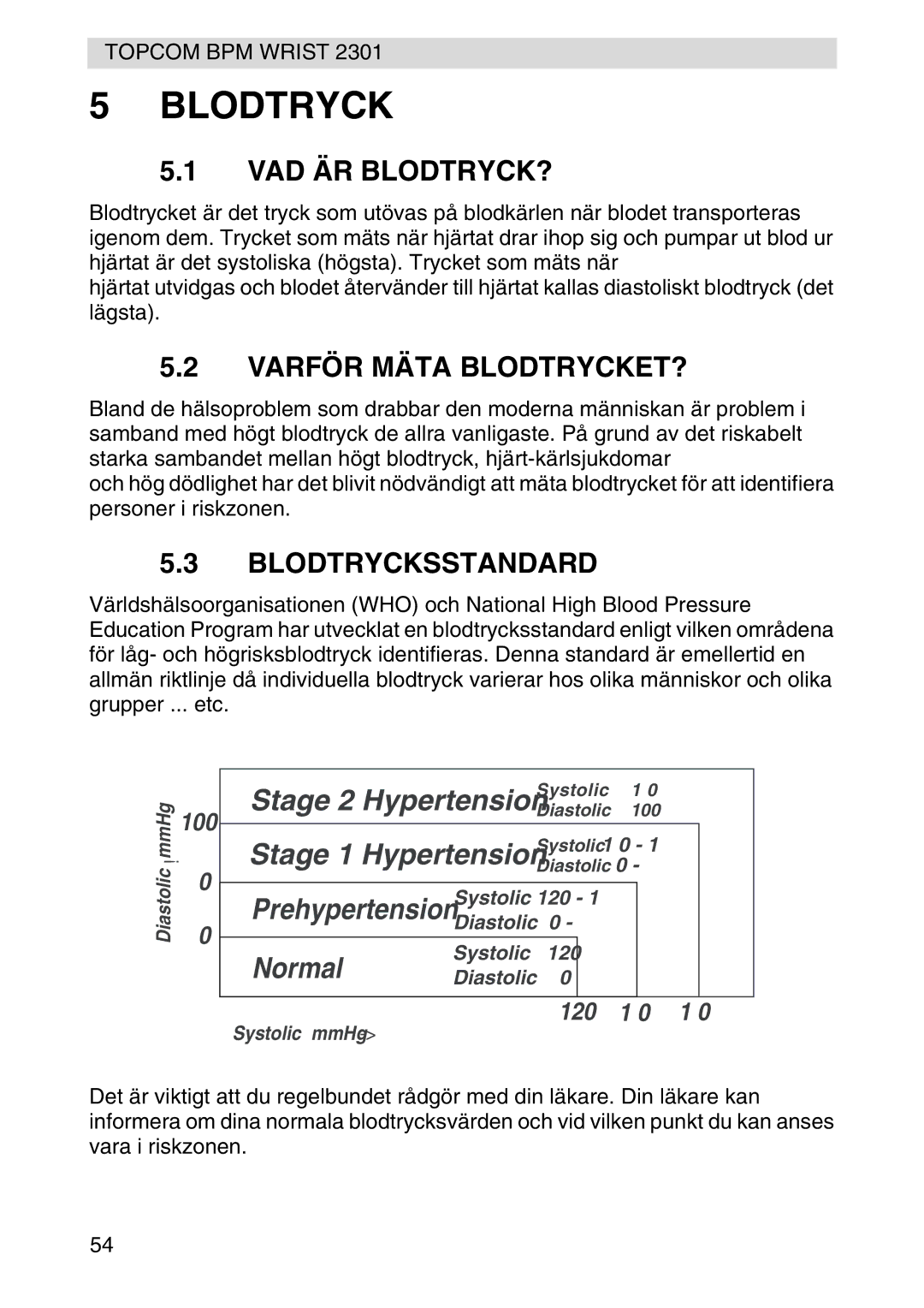 Topcom 2301 manual Vad Är Blodtryck?, Varför Mäta BLODTRYCKET?, Blodtrycksstandard 