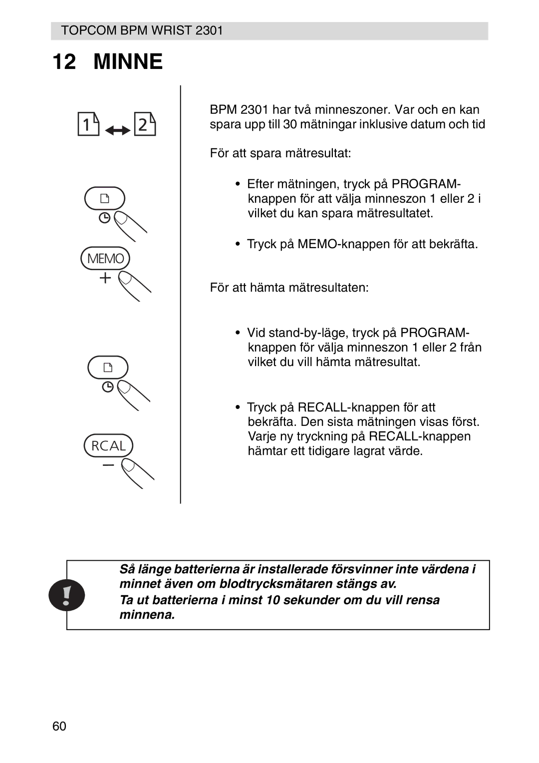 Topcom 2301 manual Minne 