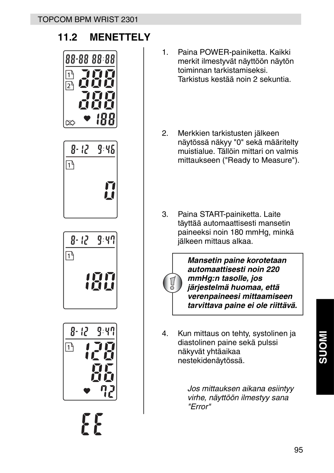 Topcom 2301 manual Menettely 