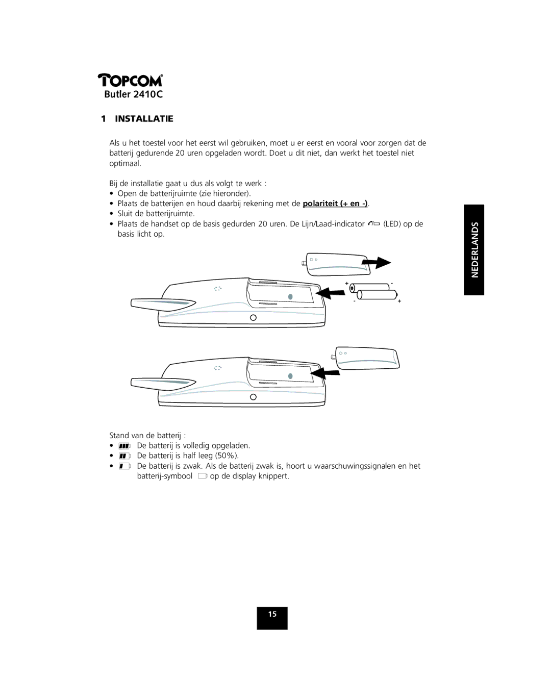 Topcom 2410 C manual Installatie 