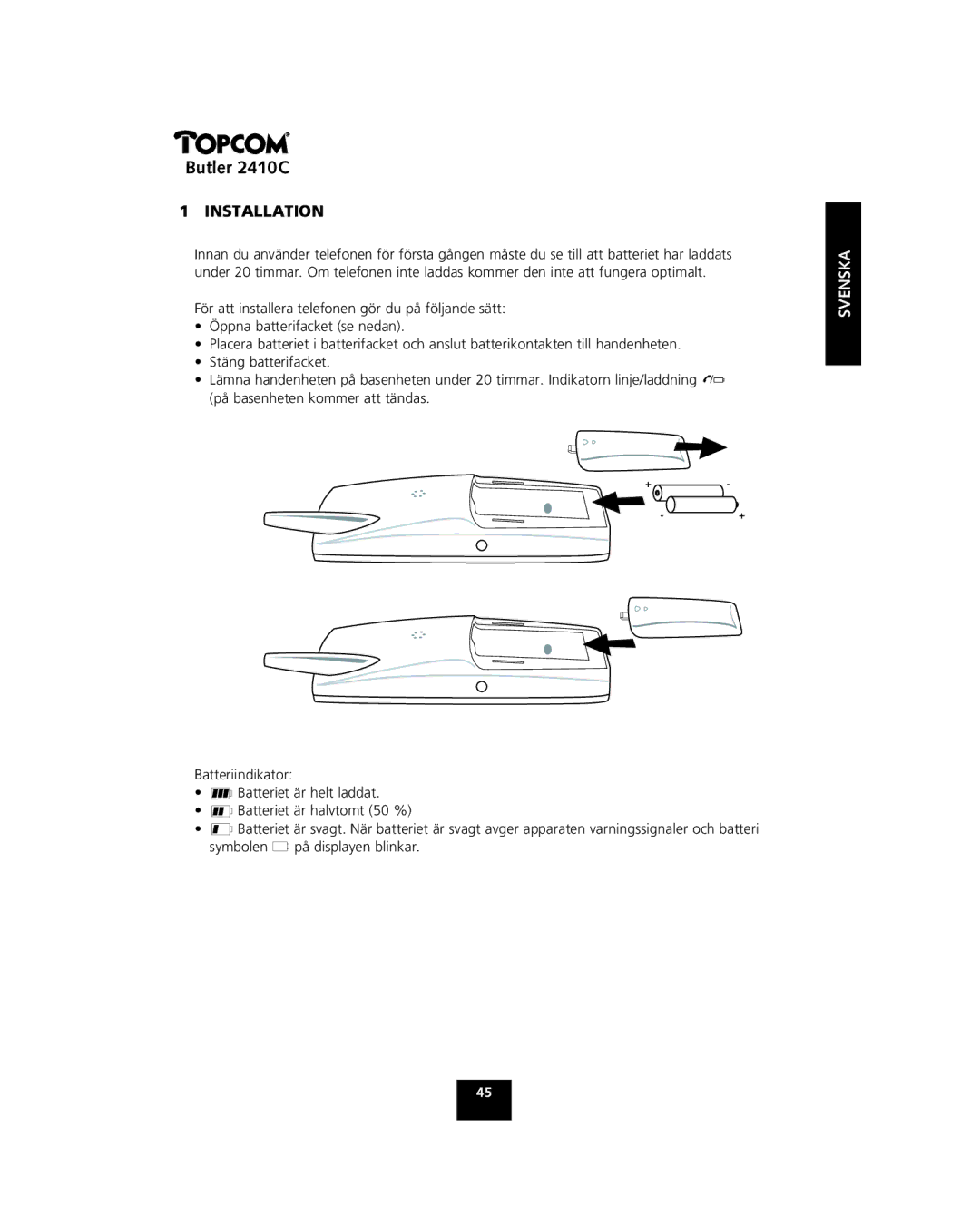 Topcom 2410 C manual Svenska 