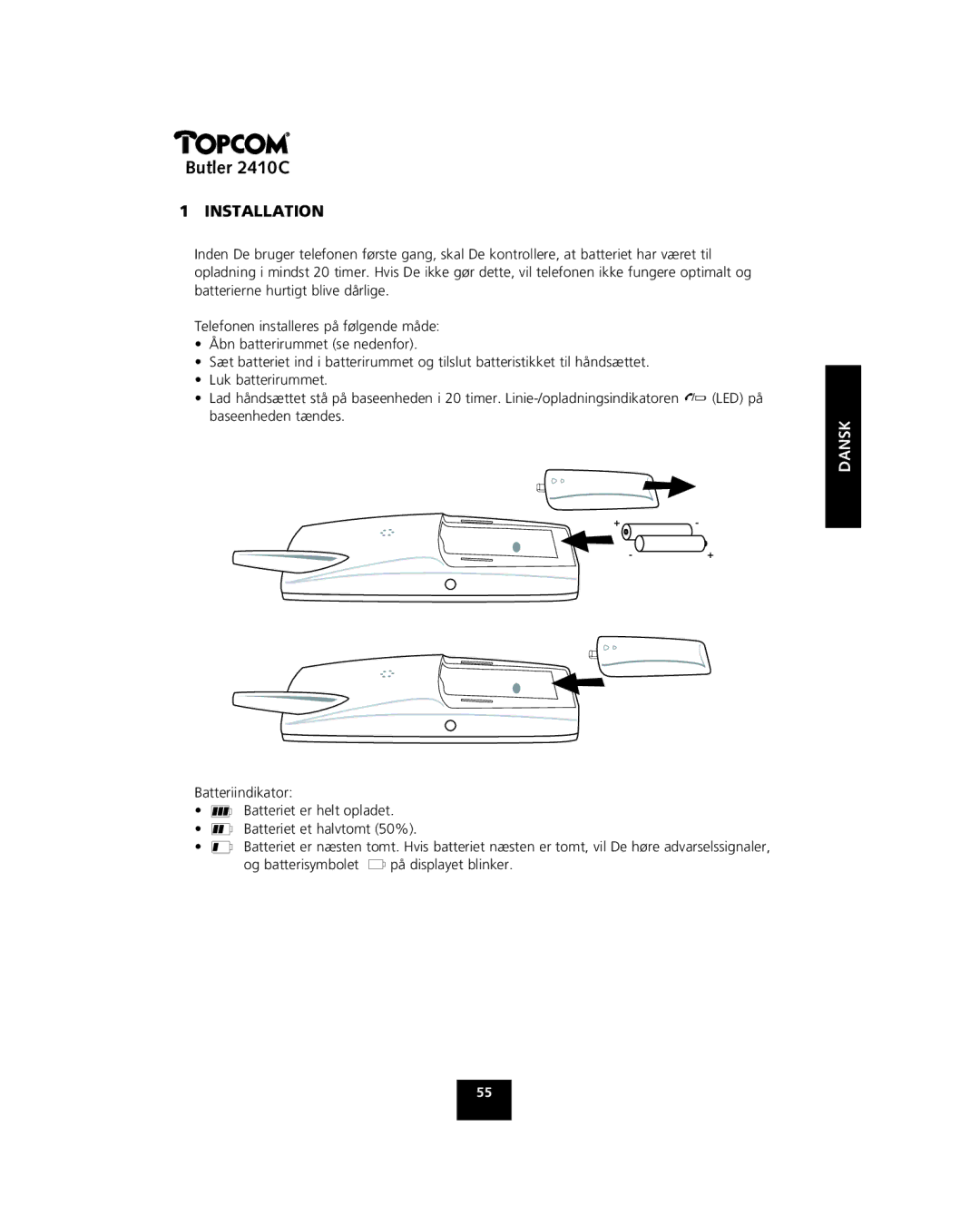 Topcom 2410 C manual Dansk 