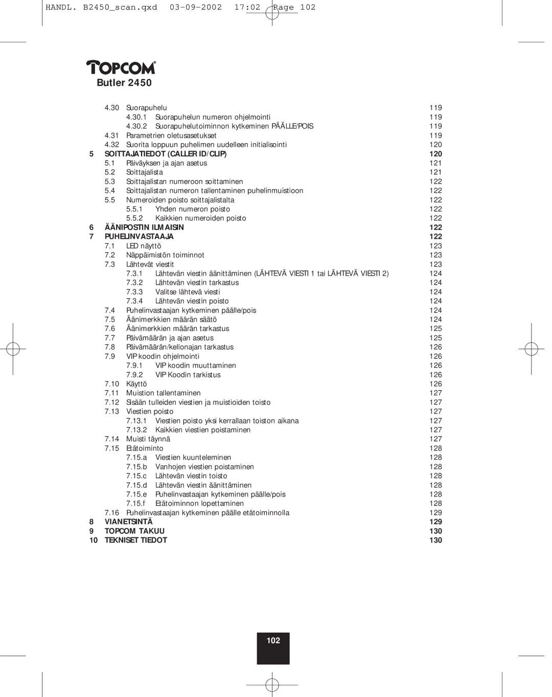 Topcom 2450 manual 102 