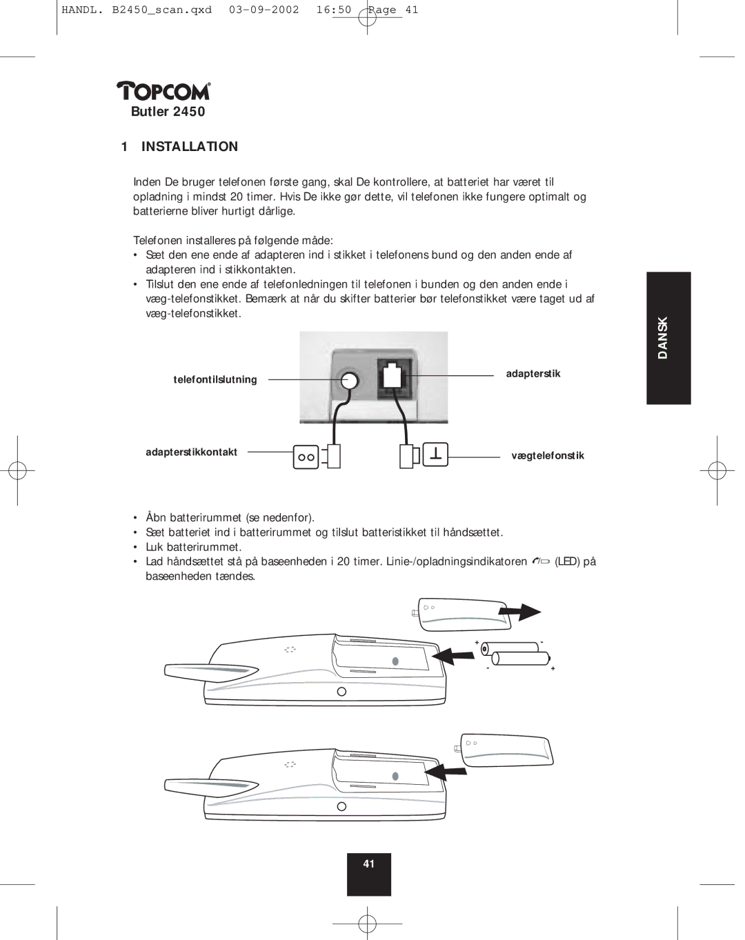 Topcom manual HANDL. B2450scan.qxd 03-09-2002 1650 