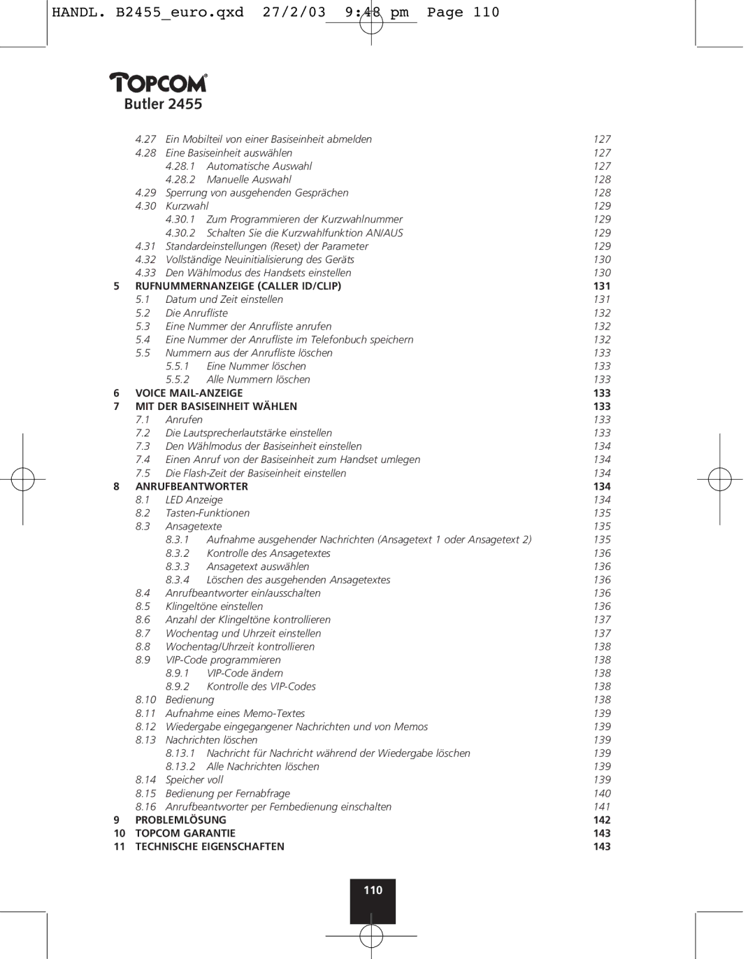 Topcom 2455 manual 110 