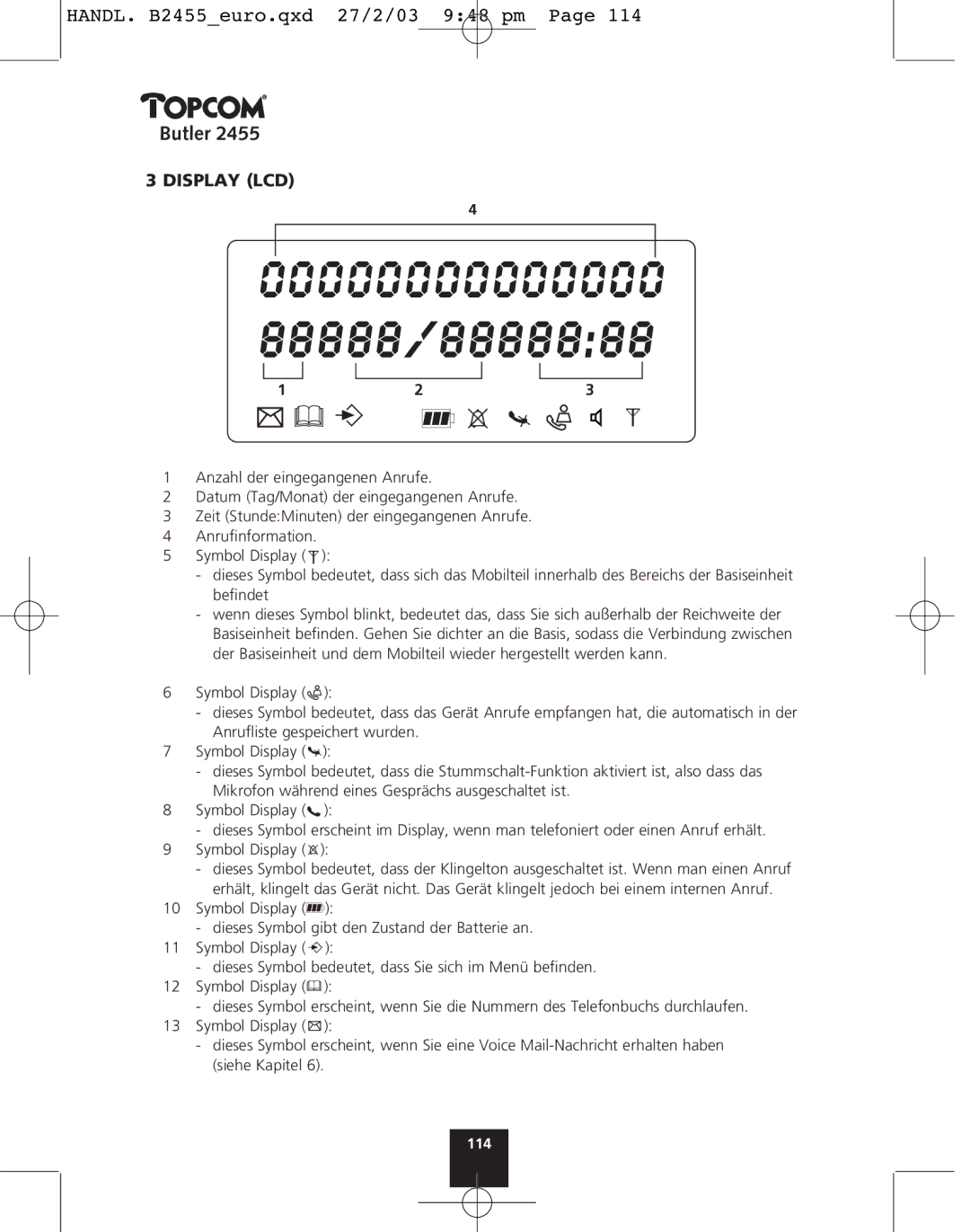 Topcom 2455 manual 114 