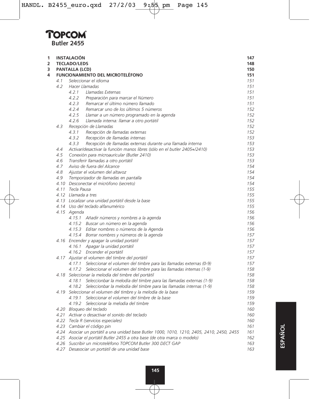 Topcom 2455 manual Español 