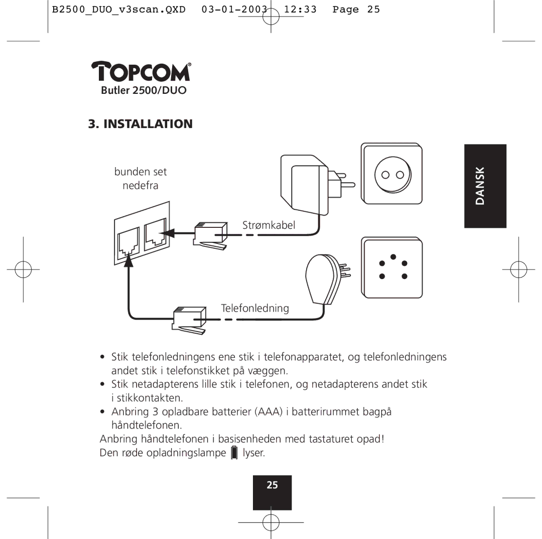 Topcom 2500 Duo manual Installation 