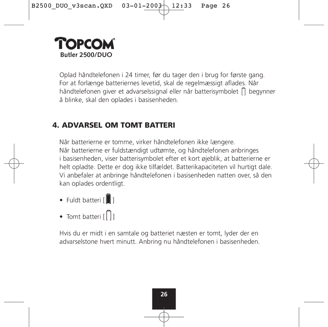 Topcom 2500 Duo manual Butler 2500/DUO 