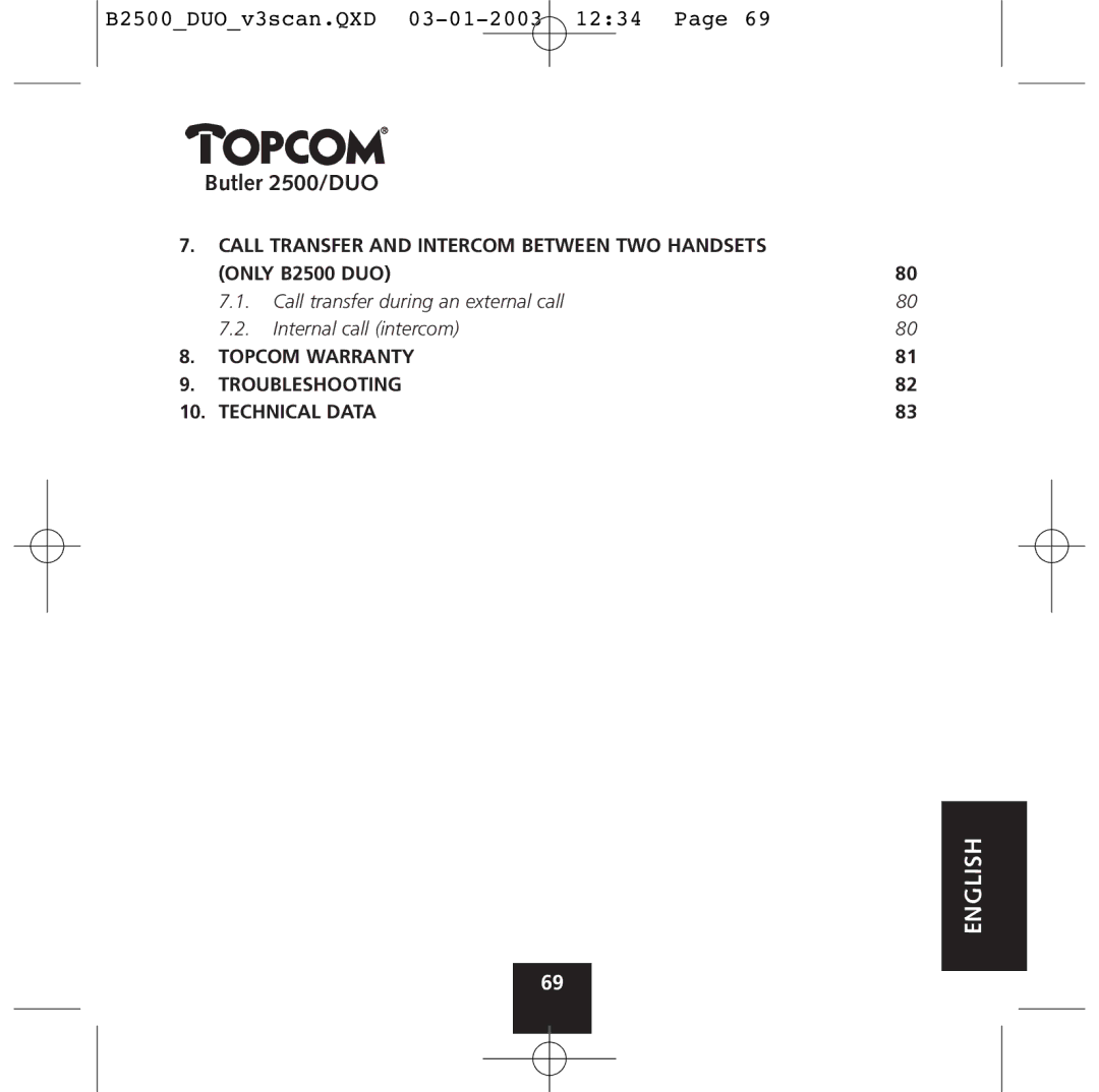 Topcom 2500 Duo manual English 