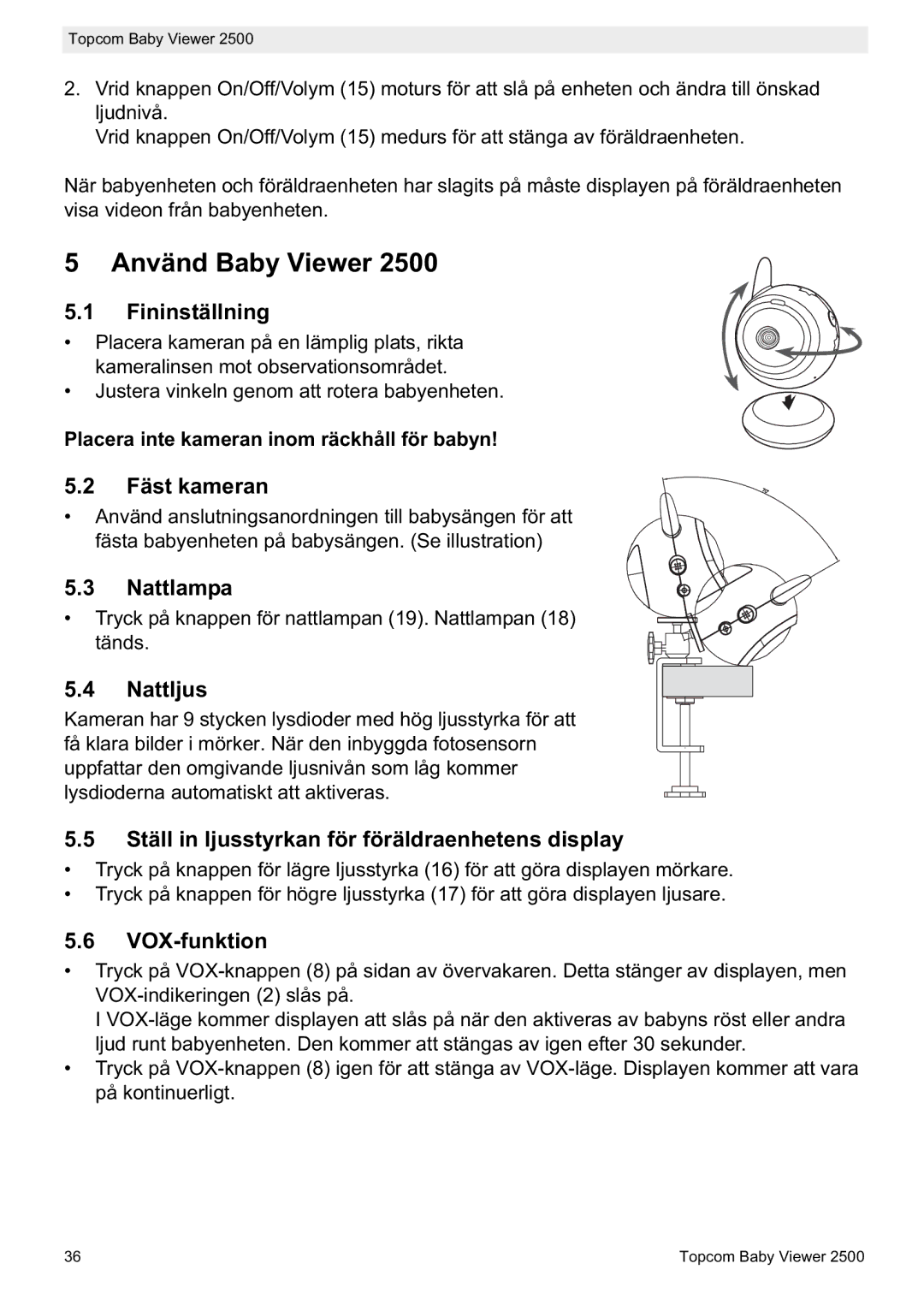 Topcom 2500 manual do utilizador Använd Baby Viewer 