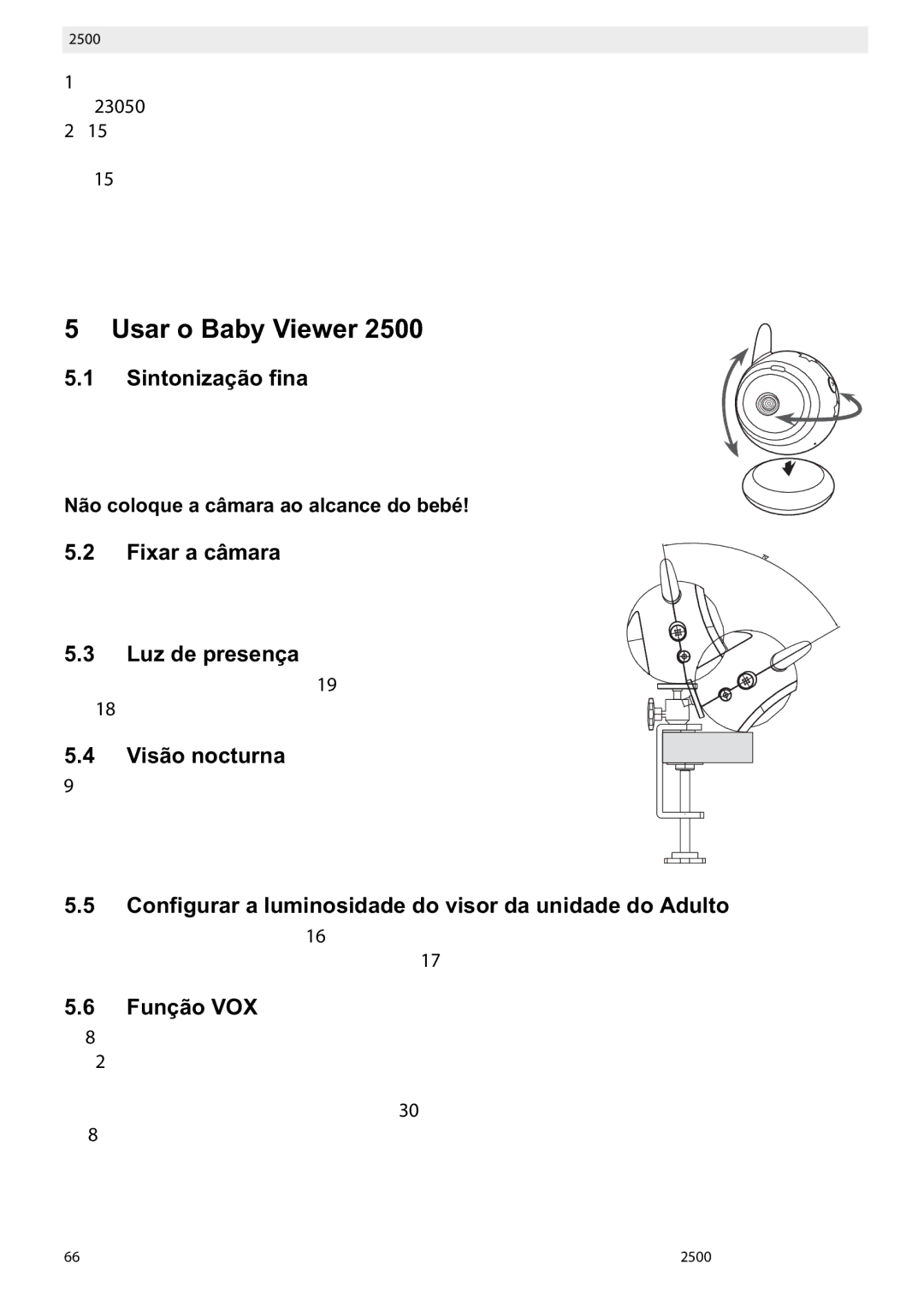 Topcom 2500 manual do utilizador Usar o Baby Viewer 