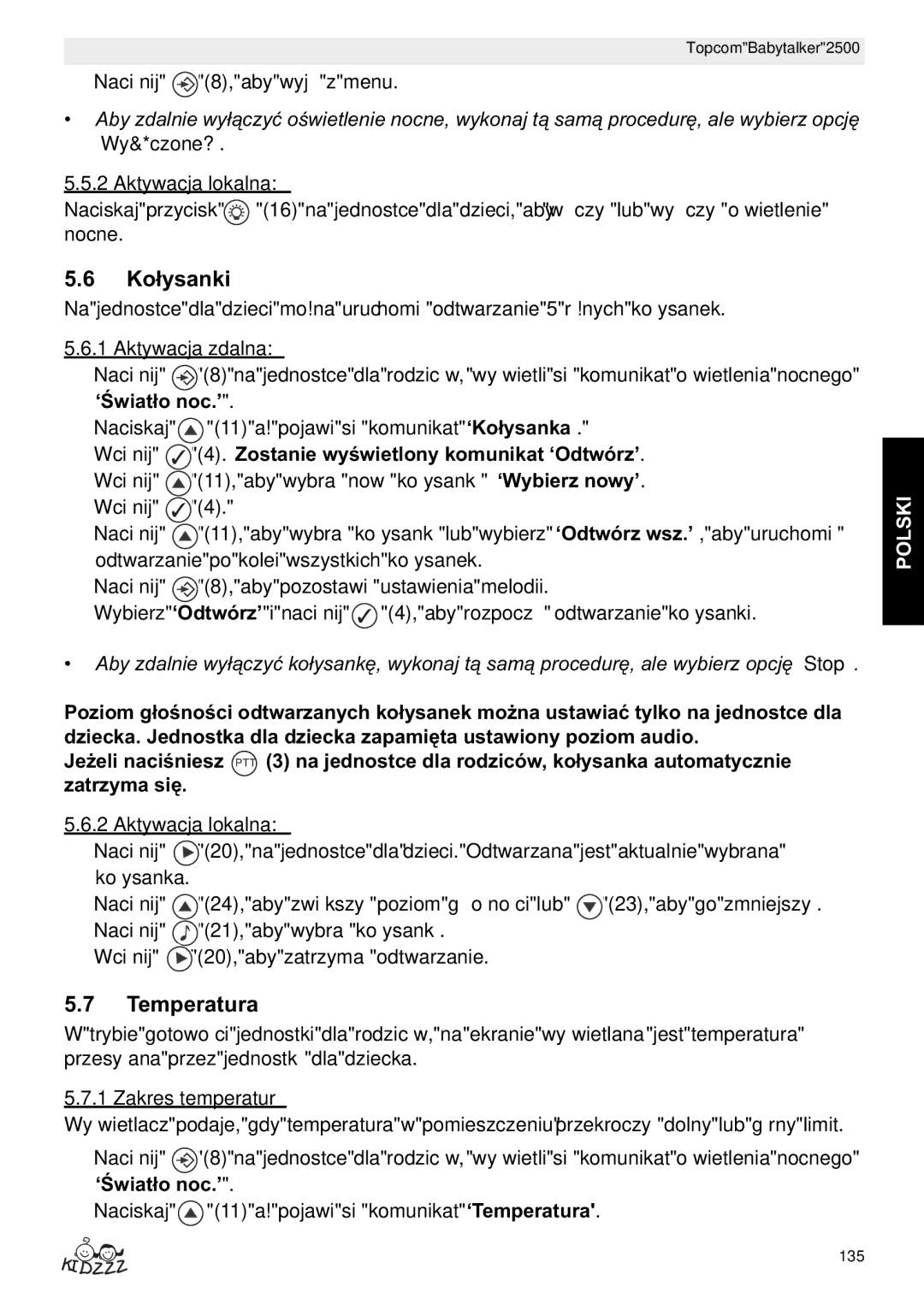 Topcom 2500 manual do utilizador ‘Wyne?’ Aktywacja lokalna, Zakres temperatur 