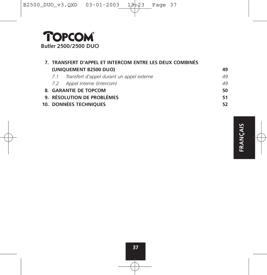 Topcom 2500 manual Français 