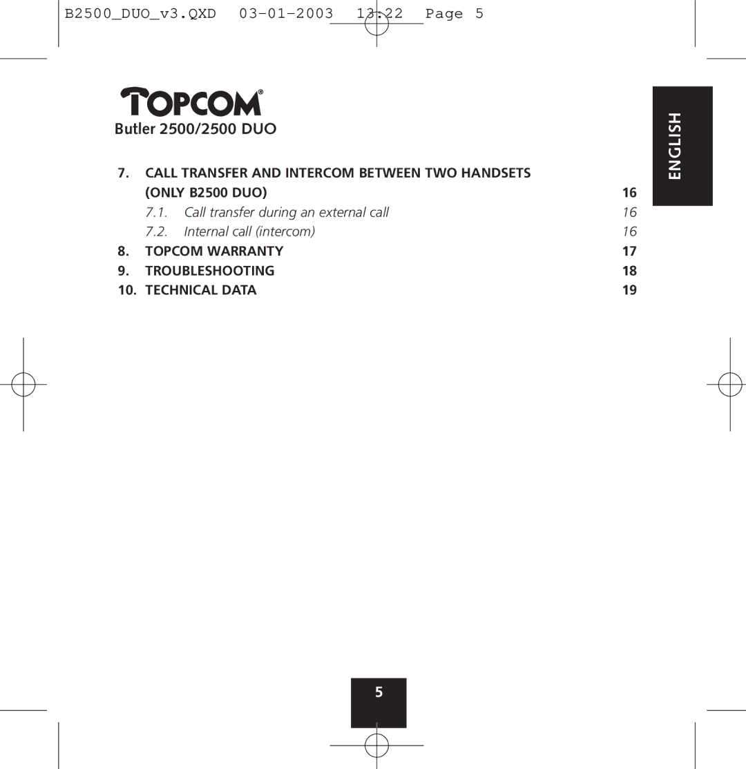 Topcom 2500 manual English 