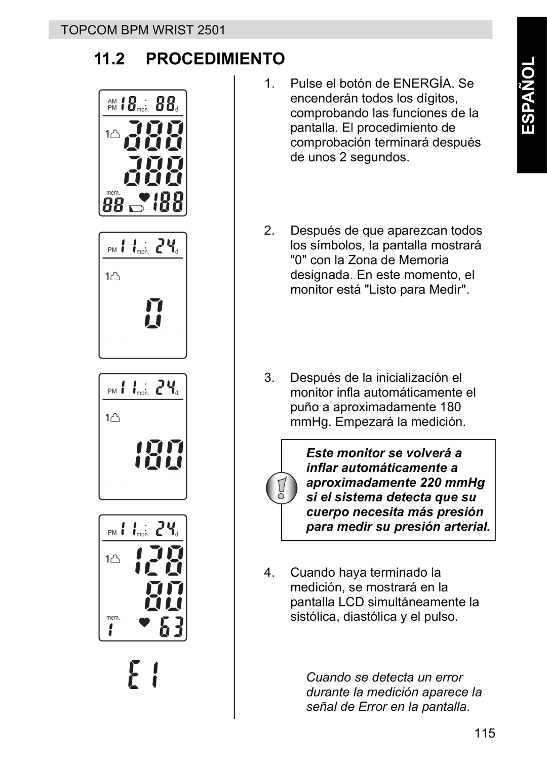 Topcom 2501 manual Procedimiento 