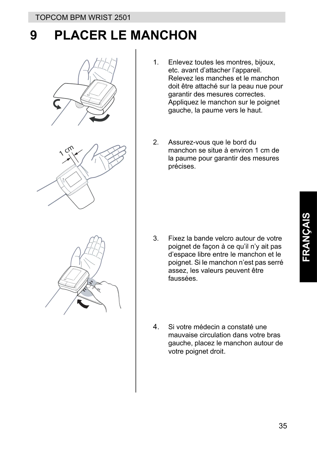 Topcom 2501 manual Placer LE Manchon 