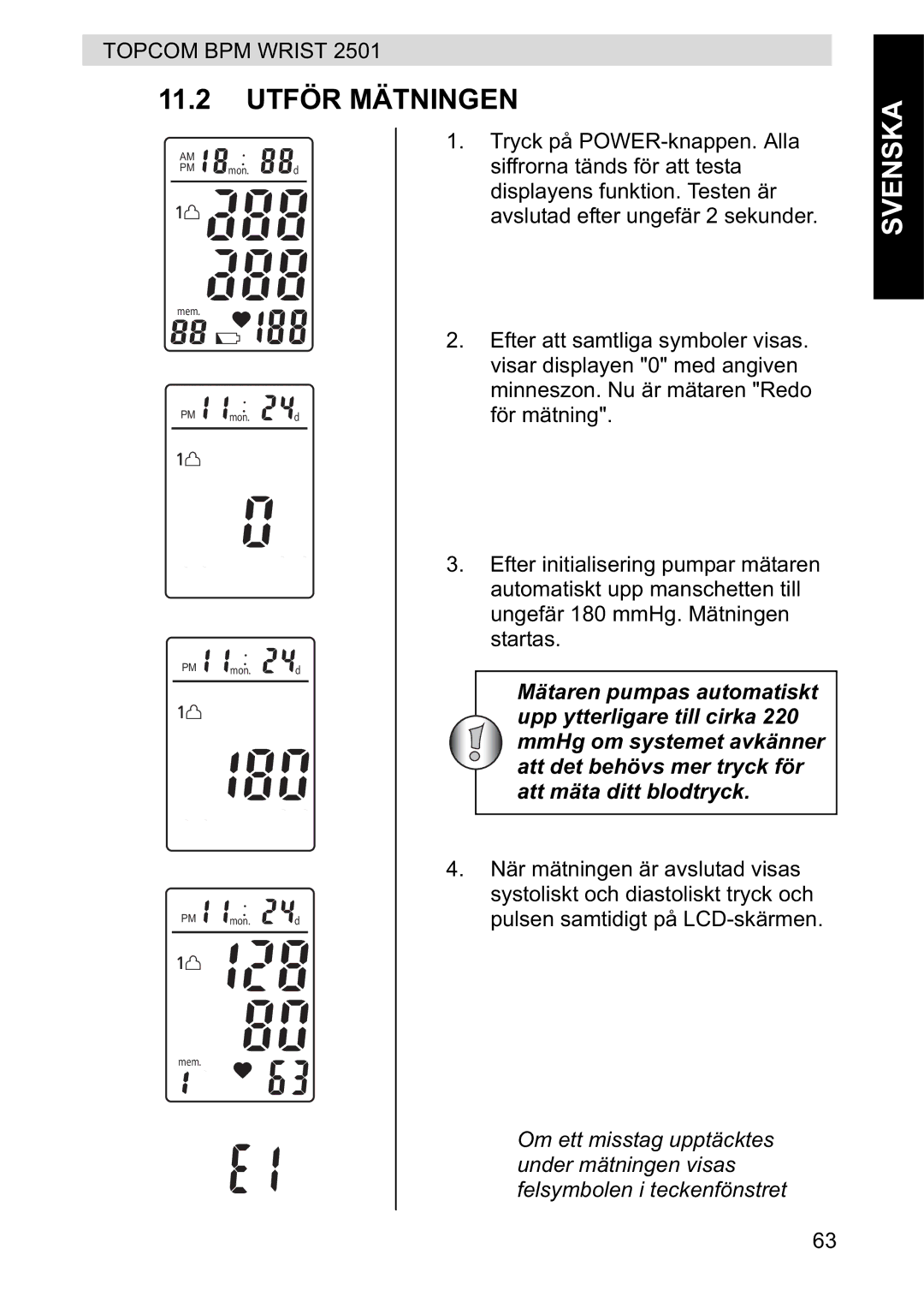 Topcom 2501 manual 11.2 Utför Mätningen 