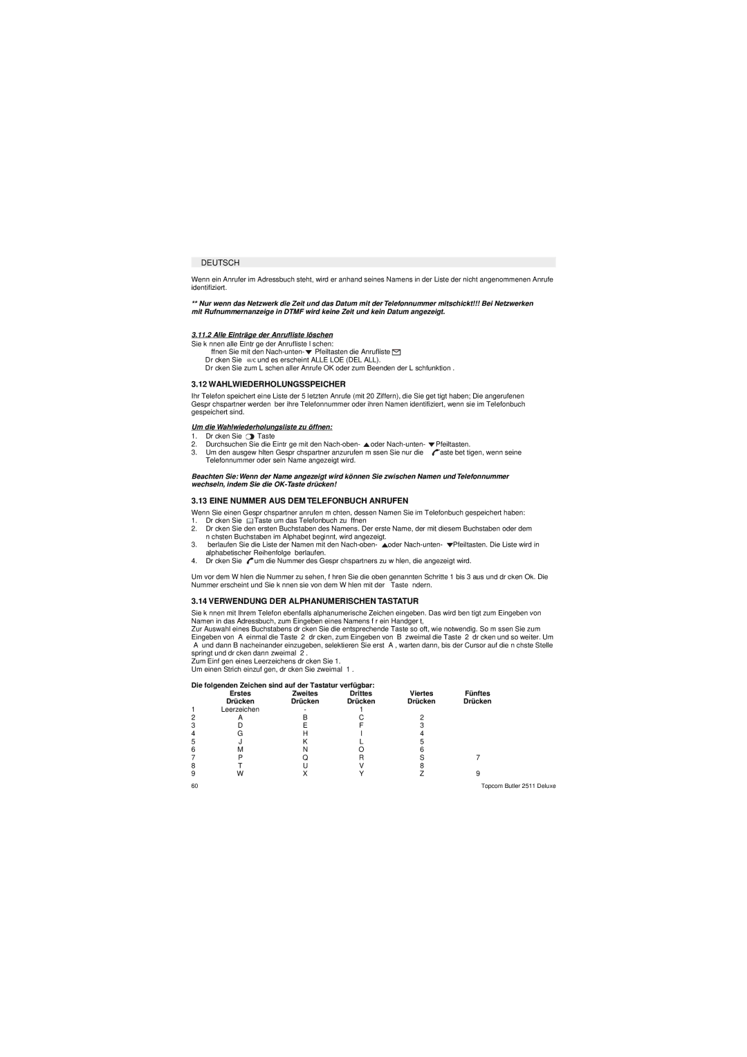 Topcom 2511 Deluxe manual Wahlwiederholungsspeicher, Eine Nummer AUS DEM Telefonbuch Anrufen 