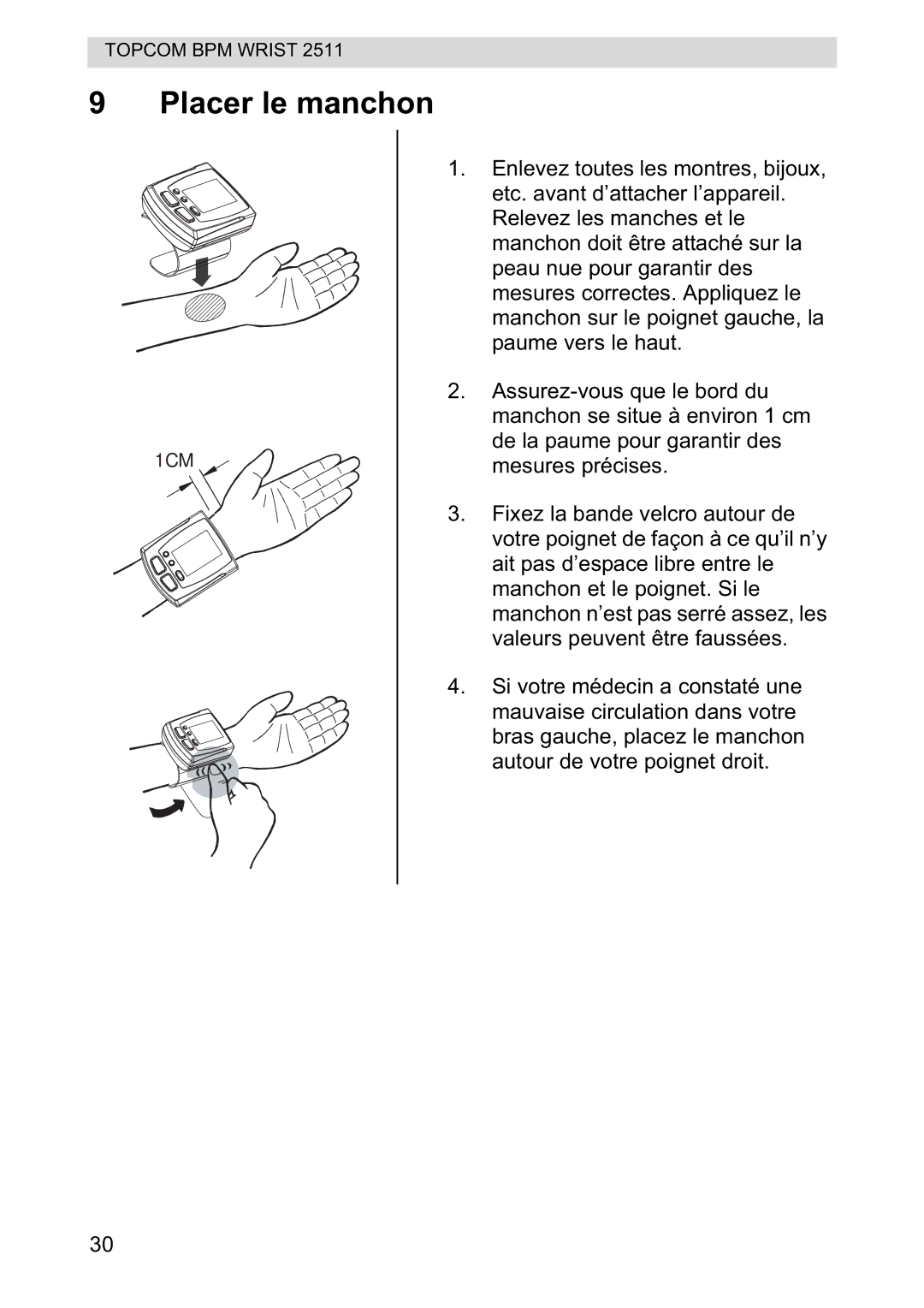 Topcom 2511 manual Placer le manchon 