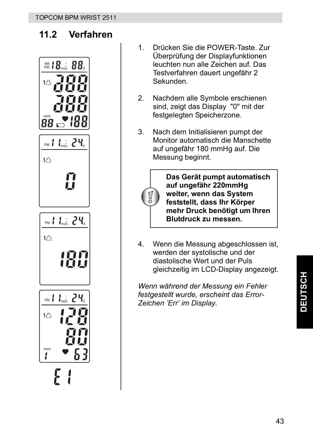 Topcom 2511 manual Verfahren 