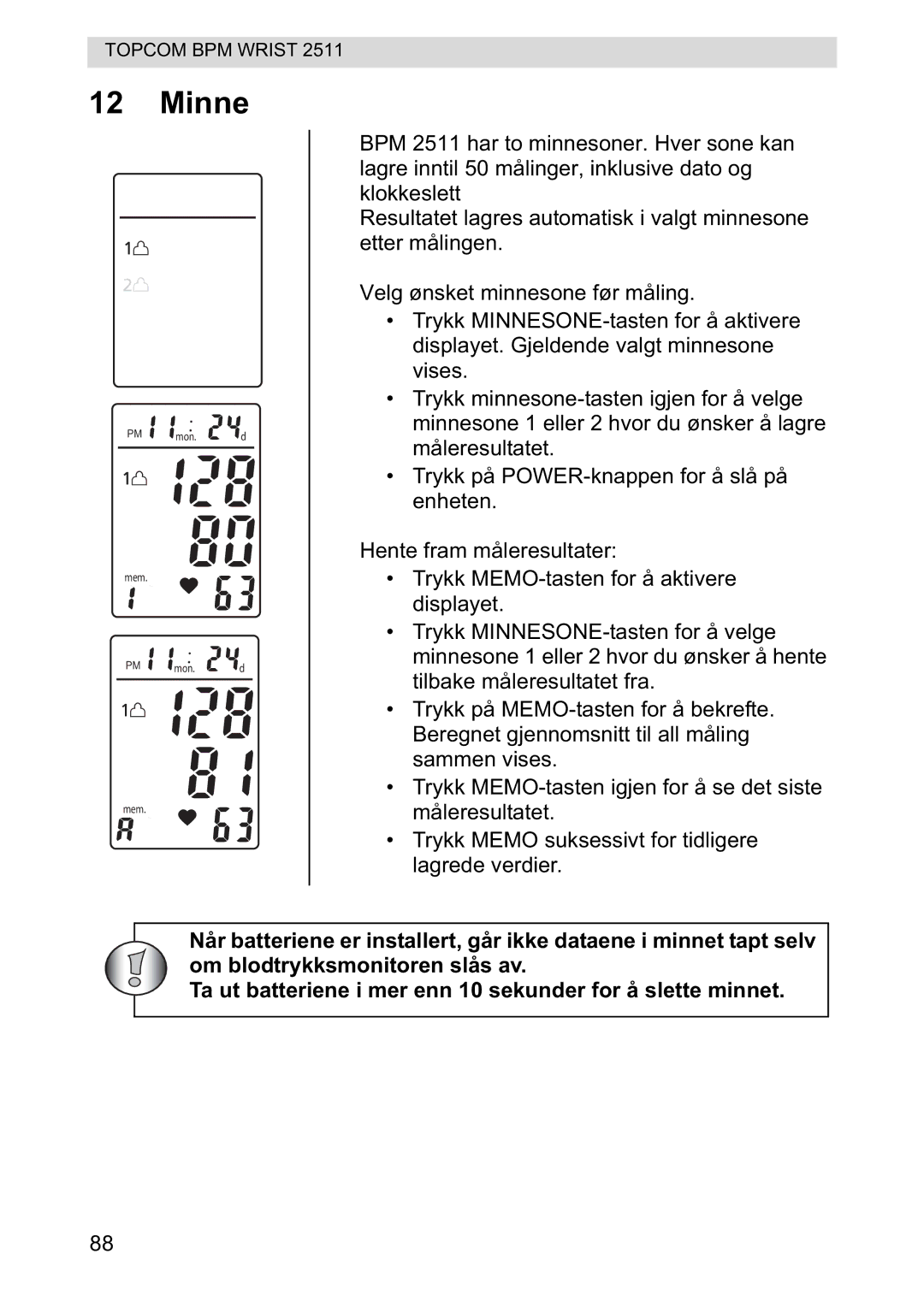 Topcom 2511 manual Minne 