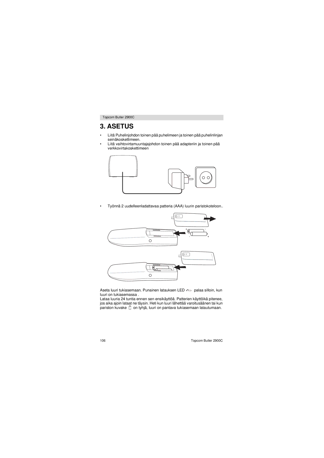 Topcom 2900 C user manual Asetus 