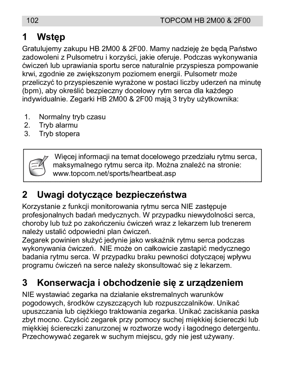 Topcom 2F00, 4M00 manual do utilizador Wstp, Uwagi dotycz bezpieczestwa, Konserwacja i obchodzenie siurz 