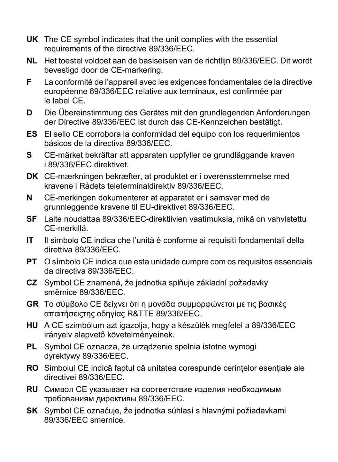 Topcom 2F00, 4M00 manual do utilizador Eec 