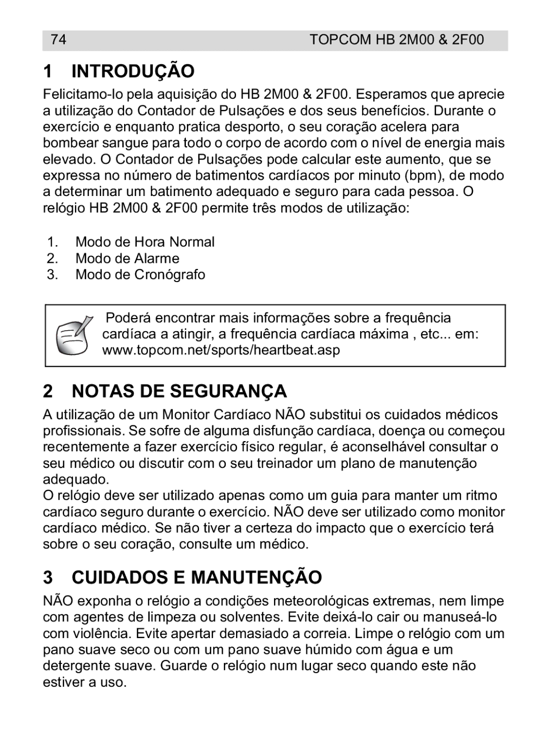 Topcom 2F00, 4M00 manual do utilizador Introdução, Notas DE Segurança, Cuidados E Manutenção 