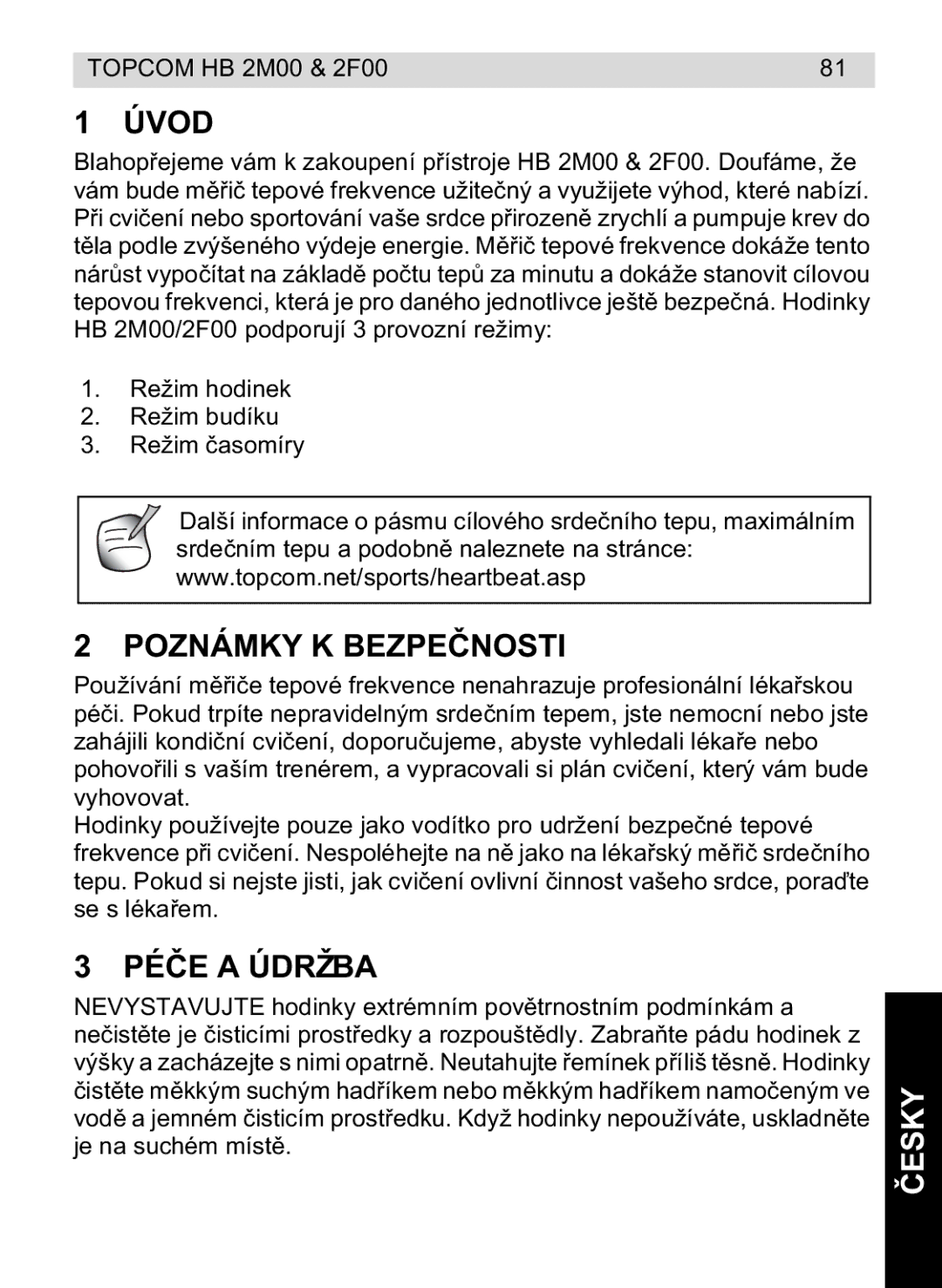 Topcom 4M00, 2F00 manual do utilizador Úvod, Poznámky K Bezpe, Péúdržba 