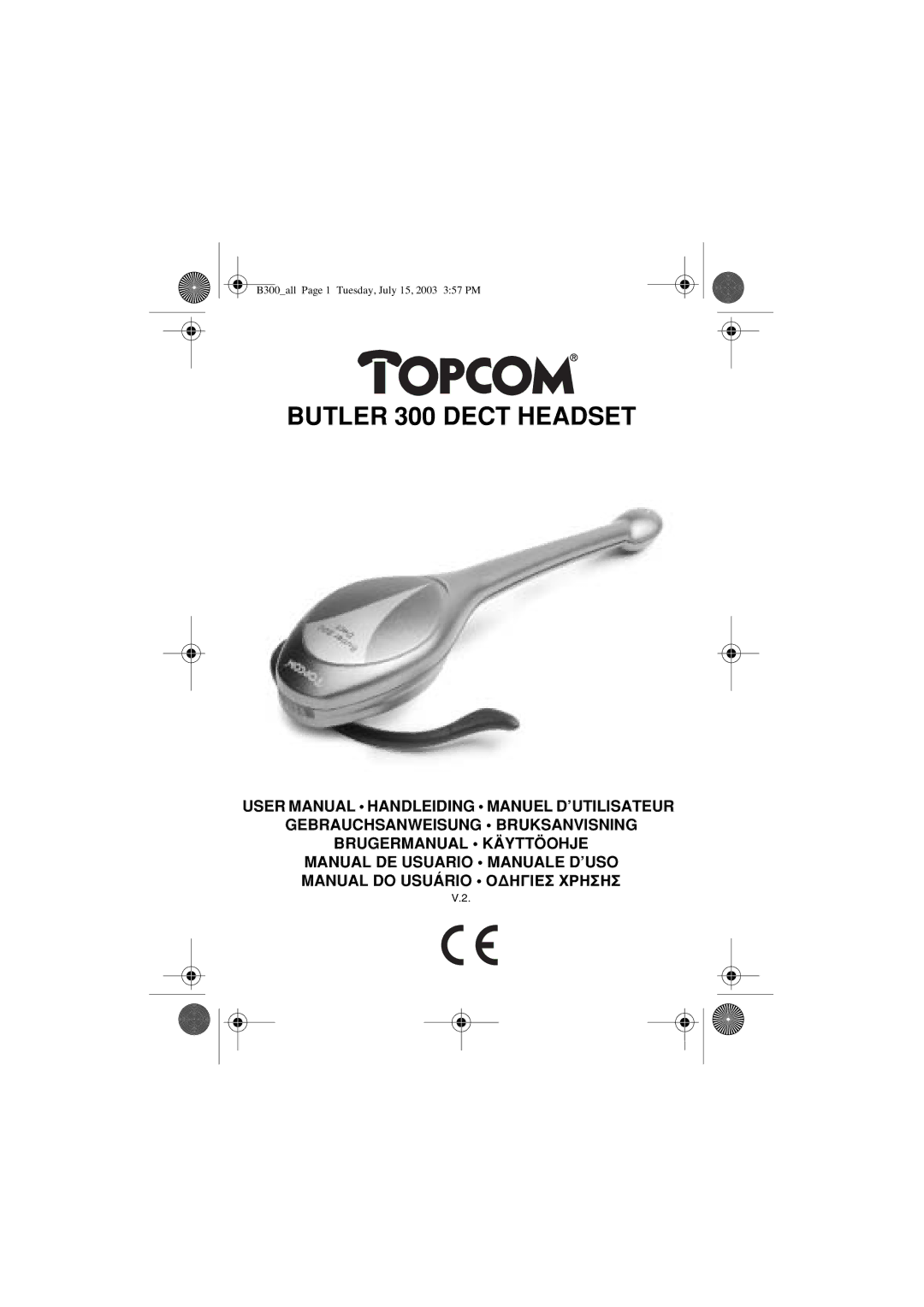 Topcom 300 DECT user manual Butler 300 Dect Headset 