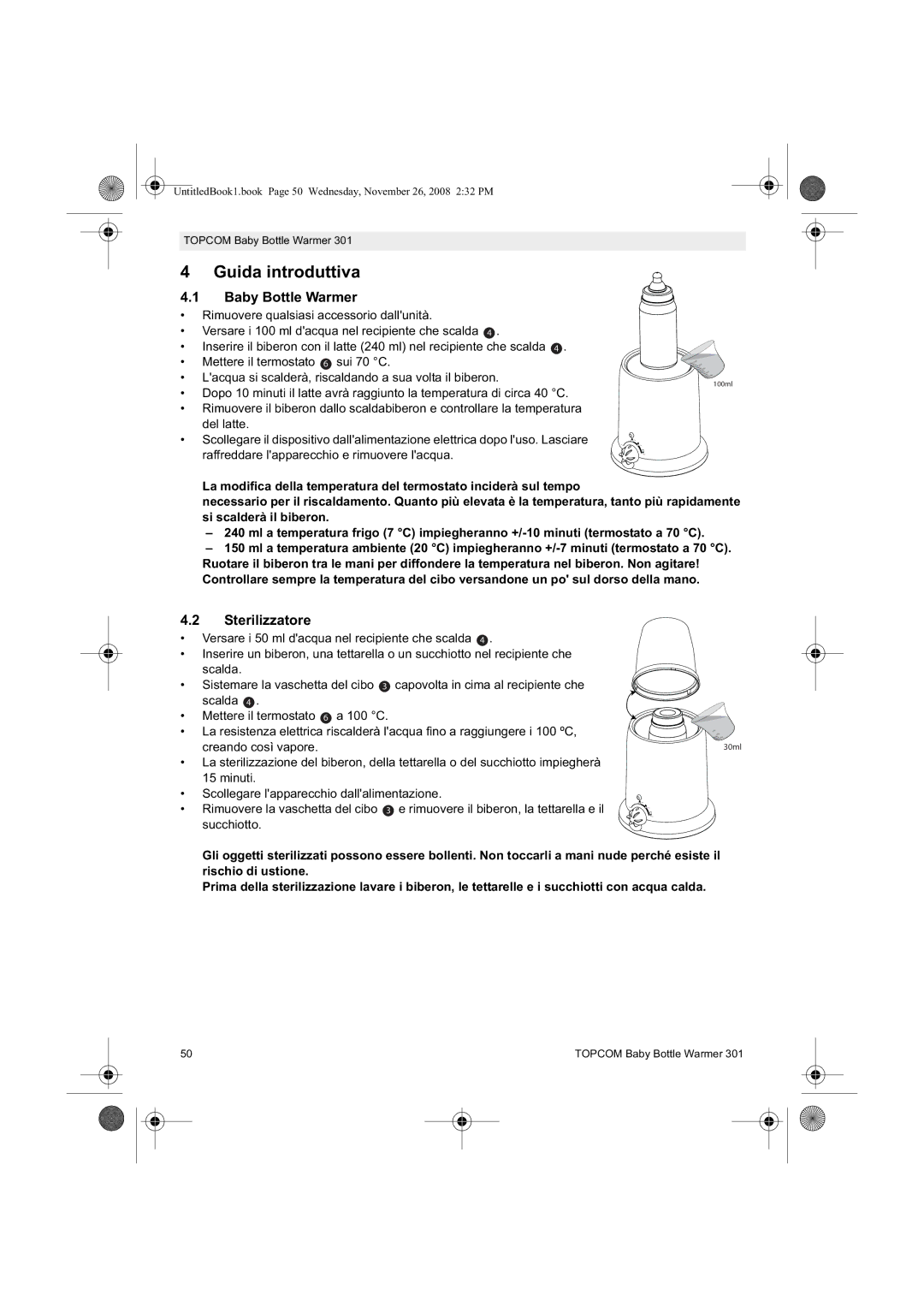 Topcom 301 manual do utilizador Guida introduttiva, Sterilizzatore 